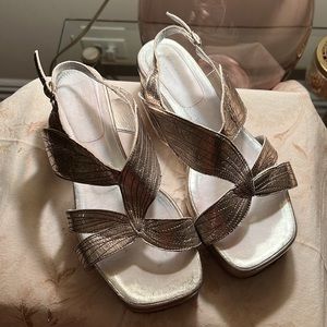 Dries Van Noten Metallic Platform Sandals Sz 36